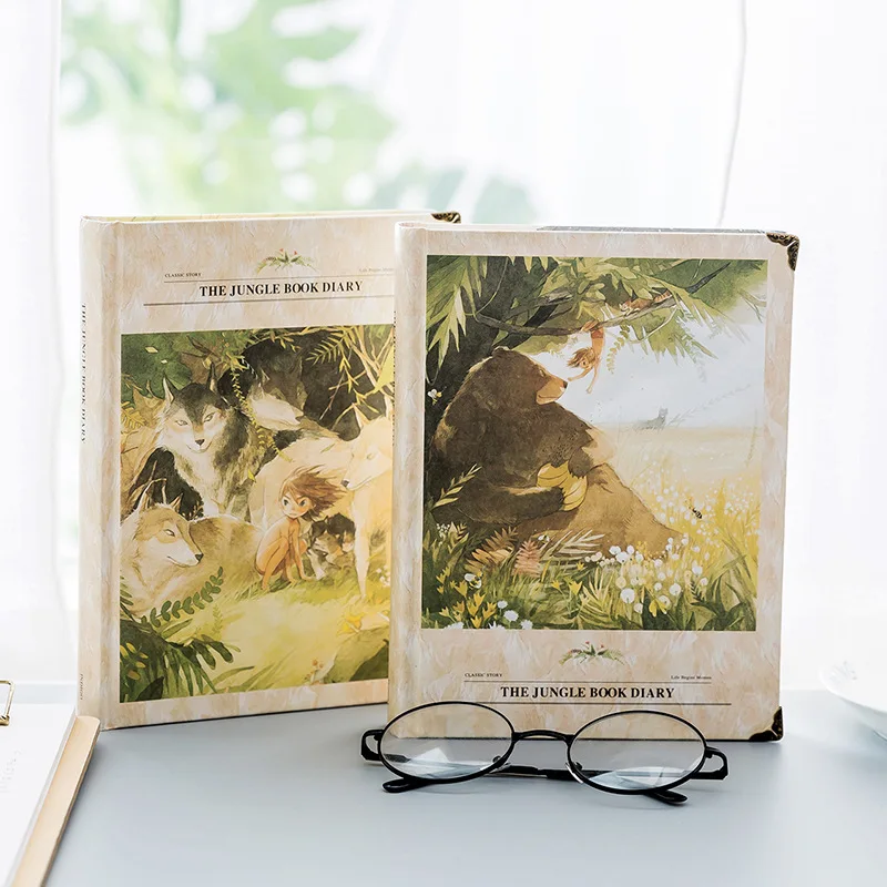 

Wolf Boy Notebook Cute Jungle Illustration Color Page Hardcover A5 Thick 146 Sheets Diary Student Notepad