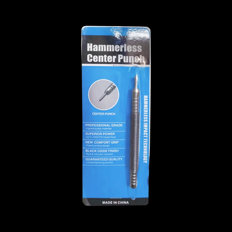 Spring Tool Hammerless Nail Set Center Holes Punch Spring Loaded Marking Metal Wood Drill Door Pin Removal Tool