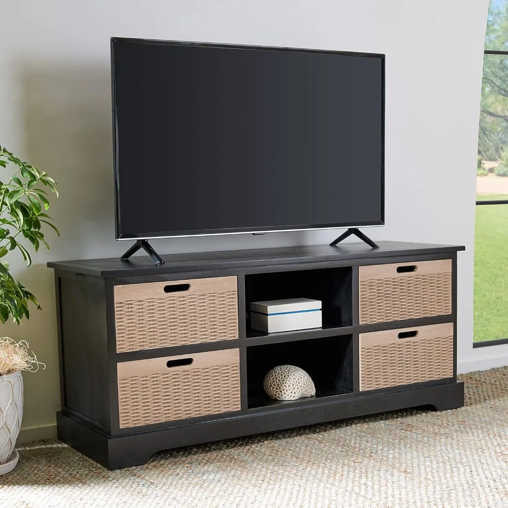 

Black Home Collection Landers 4-Drawer Media Stand (up to 55-inch Flat Screen TV), 47.3" W x 15.8" L x 20" H