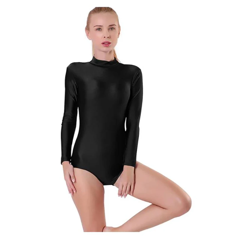 Turtleneck Long Sleeve Leotard Women Ballet Dance Gymnastics Girls Adult Ballerina Dancewear Bodysuit Costumes adult unitard girls gymnastics leotard
