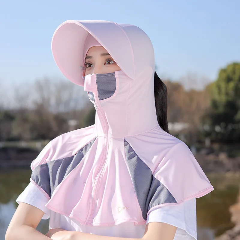 

Summer outdoor New sunshade hat with large brim and shawl to cover the whole face and prevent UV rays