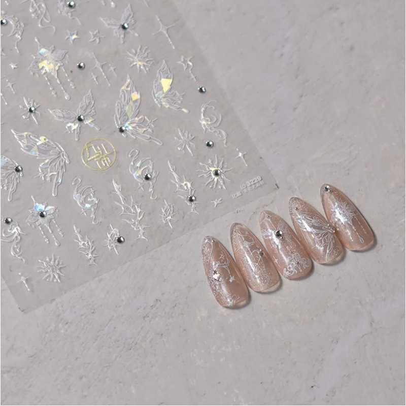 

[Meow.Sensei] Bright Crystal Nail Stickers Popular Japanese-Style Retro Nail Sticker Factory Wholesale Shell Photobutterfly 3229