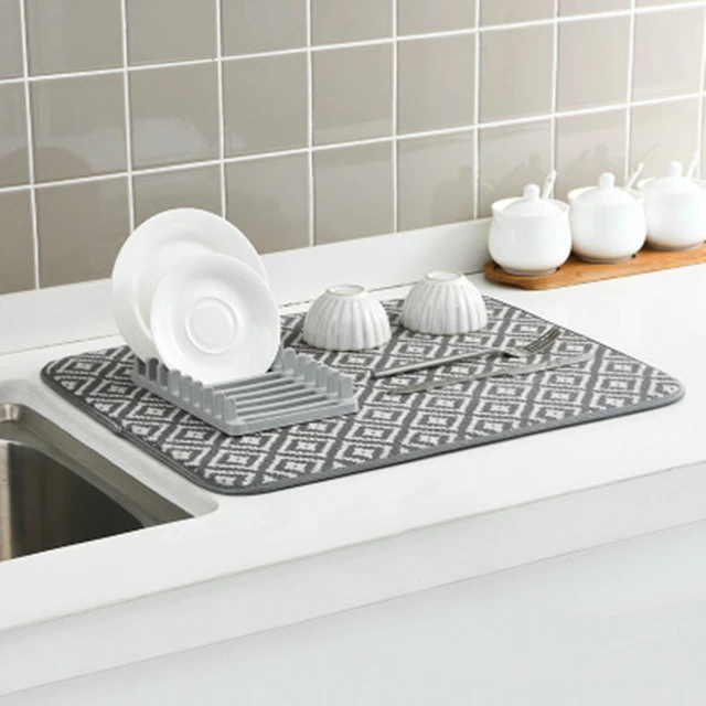 Microfiber Drying Mat Dishes  Dish Drying Mats Kitchen - 1pc  Super-absorbent Dish - Aliexpress