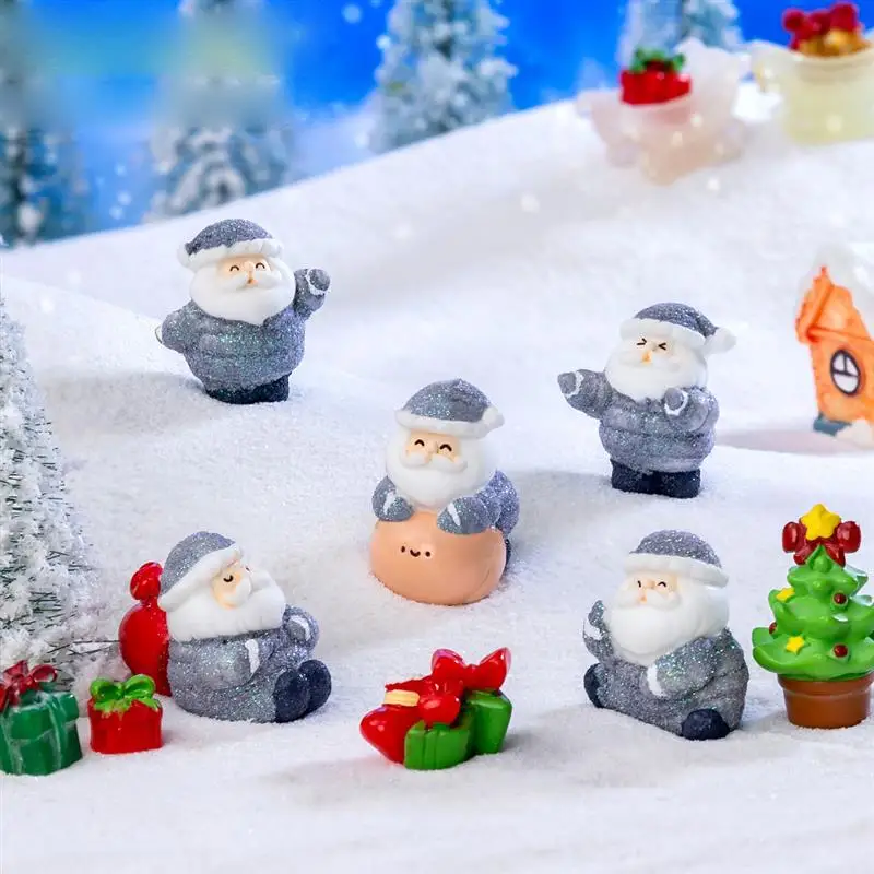 Christmas Resin Elk Santa Claus Ornaments Merry Christmas Decoration For Home Figurines Miniatures New Year Xmas Box Decor