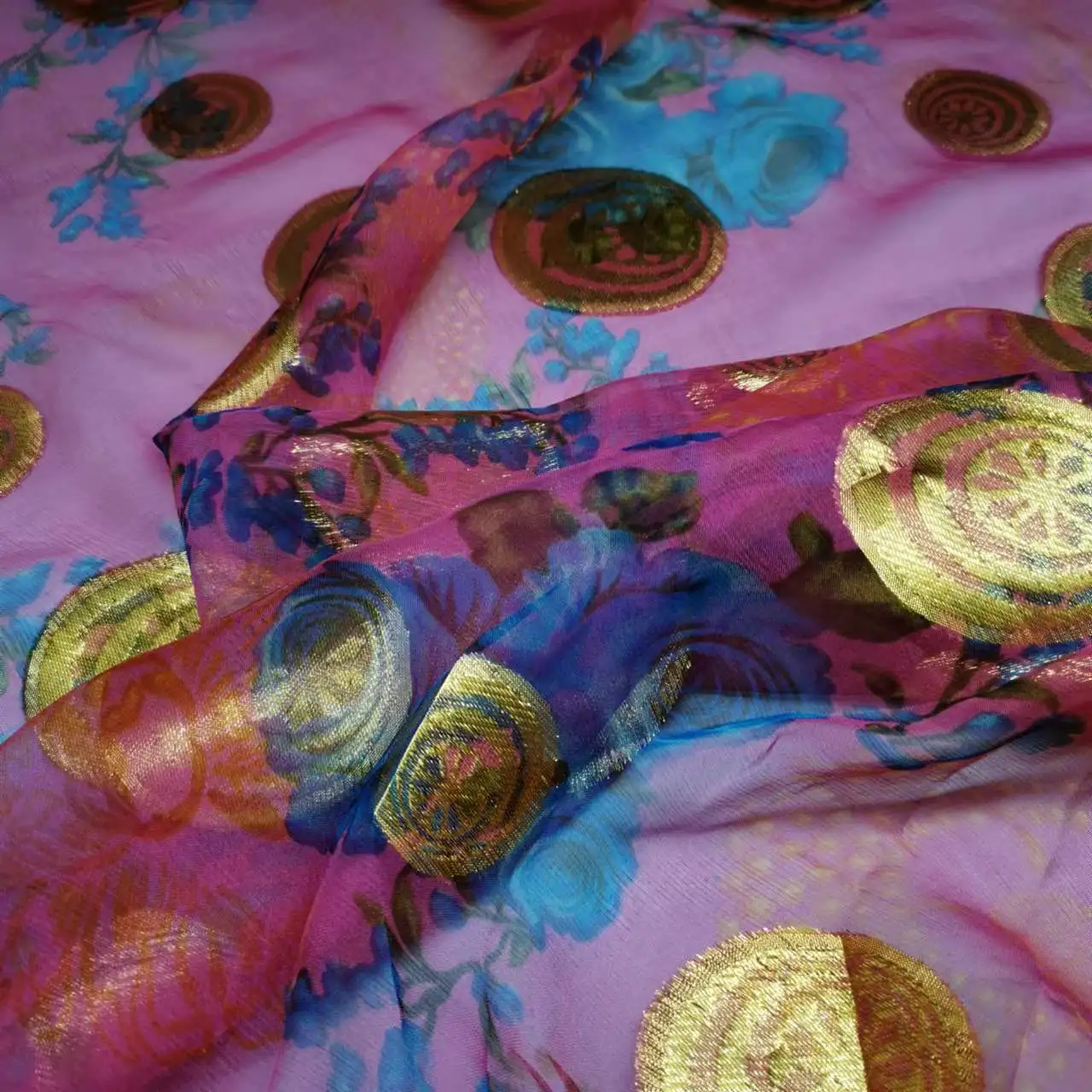 Saree Mulberry Silk Metallic Lurex Brocade Metallic Sudan Toub Fabric Soft Somali Dirac DIY Cloth Dress Scarf Material