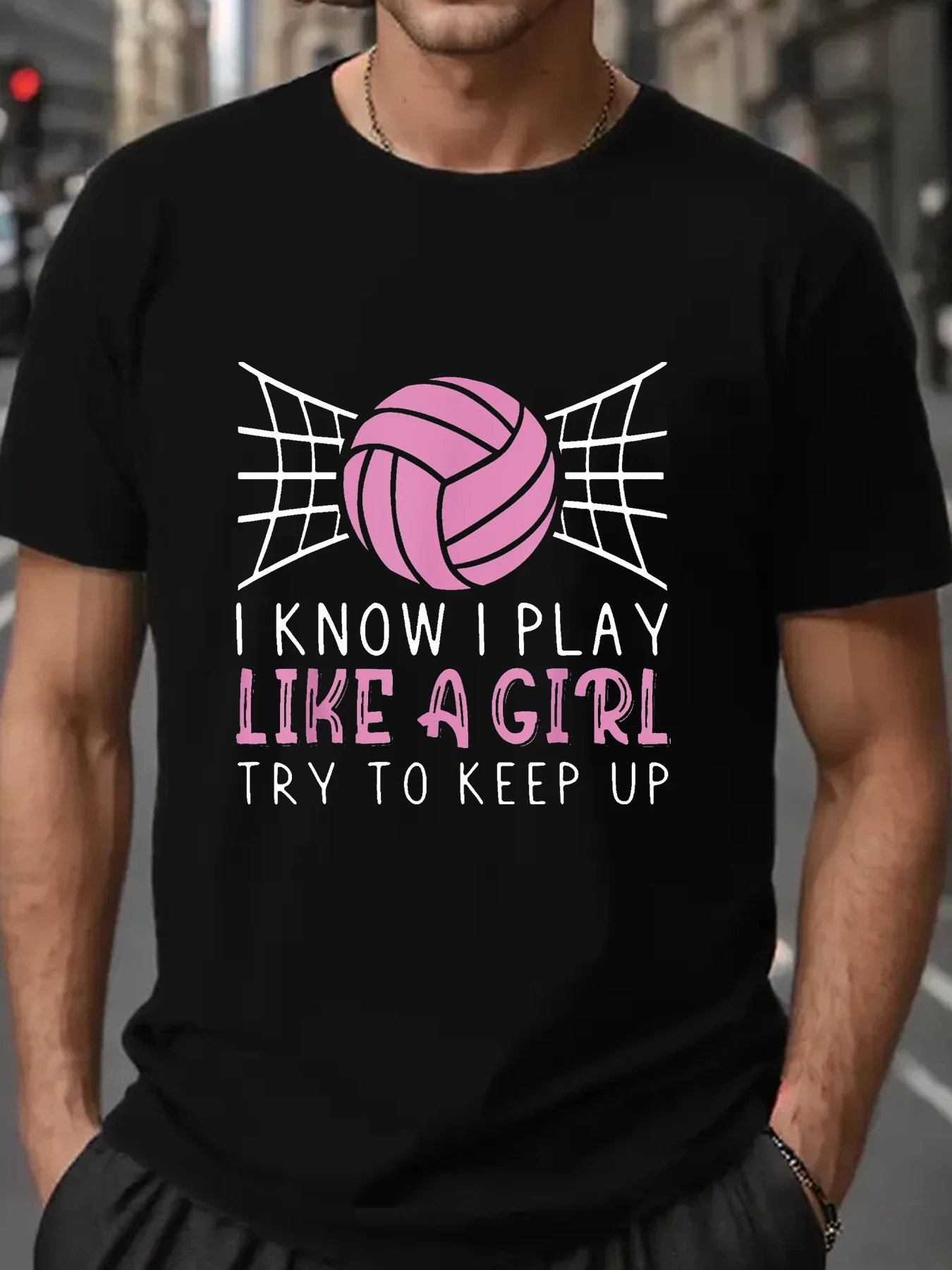 

Забавный дизайн для волейбола для женщин, футболка для волейбола, я знаю, я играю как девушка, попробую надеть футболку, мужские Графические футболки