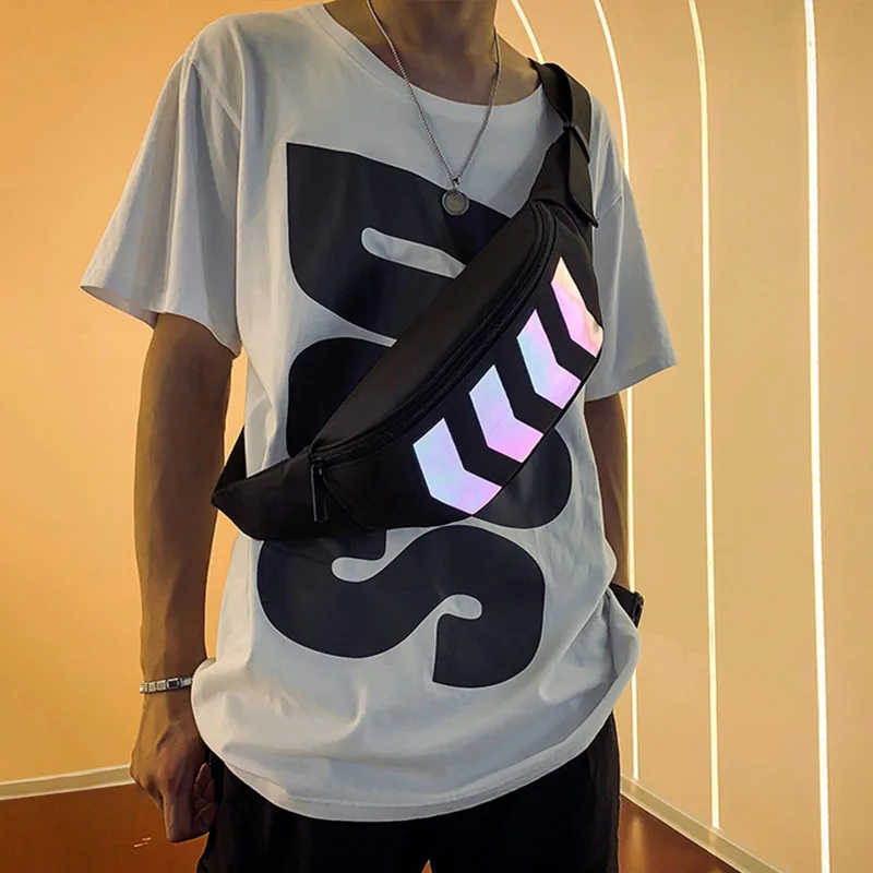 Cool Reflective Men's USB Chest Bag Trend Designer Holographic Crossbody  Bags for Men Hip Hop Streetwear Couple Bag Waterproof - AliExpress