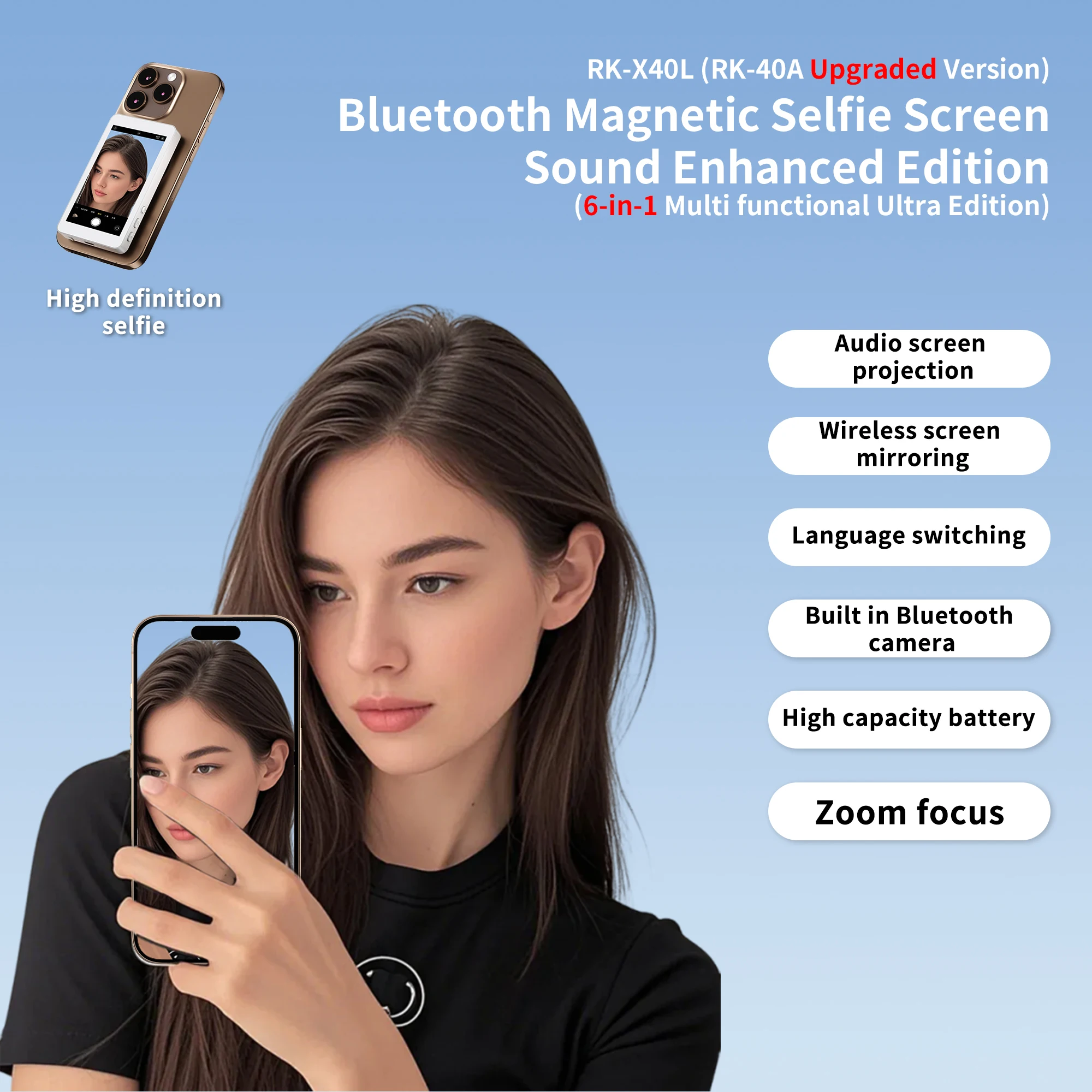Magnetic Cell Phone Vlog Self Timer Monitor Screen Using Rear Camera Monitor For