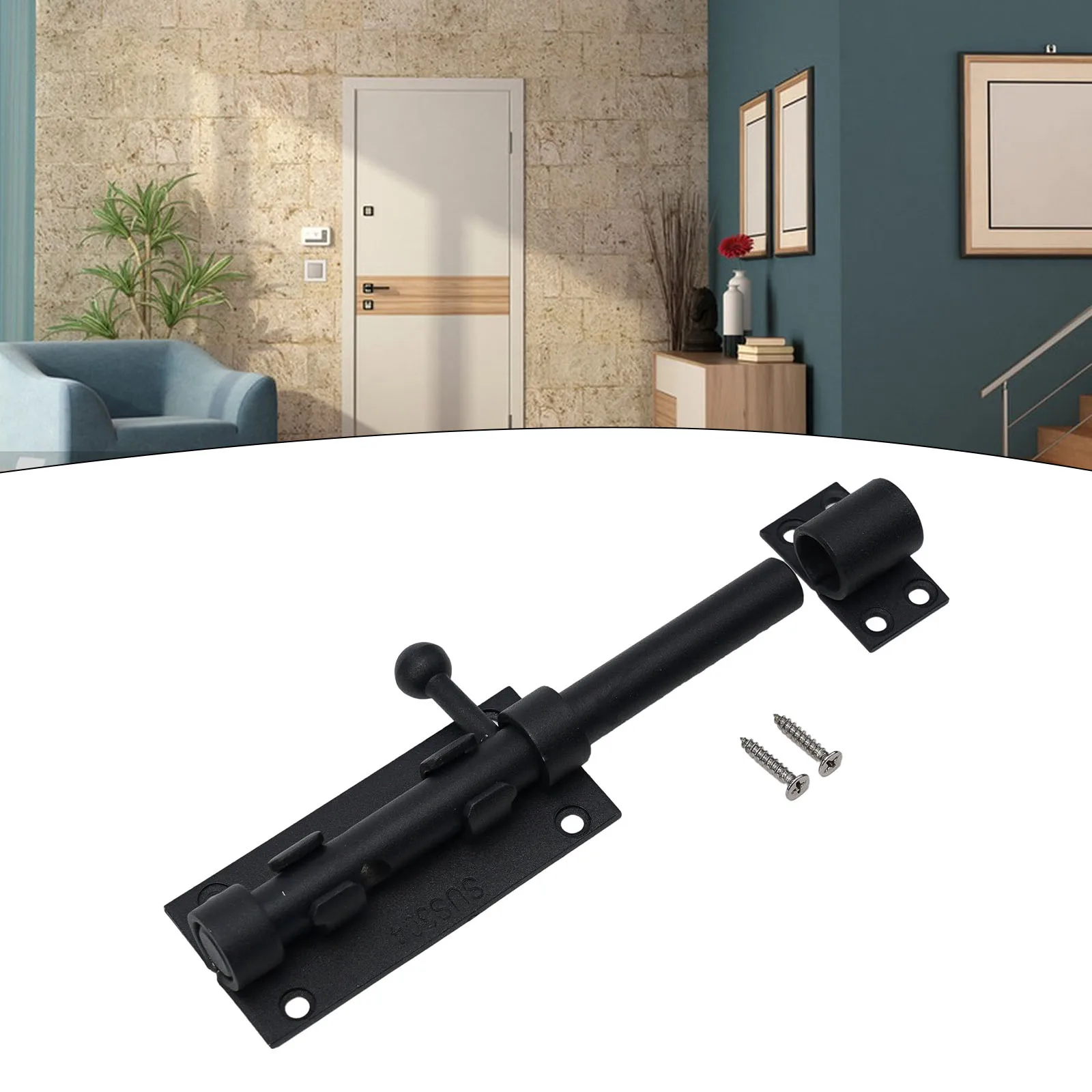Heavy Duty Gate Latch Slide Lock 304 Stainless Steel Black Bolt Lock 6/8/10/12 Inch 14 Core Rustproof Doors Hardware Home Parts
