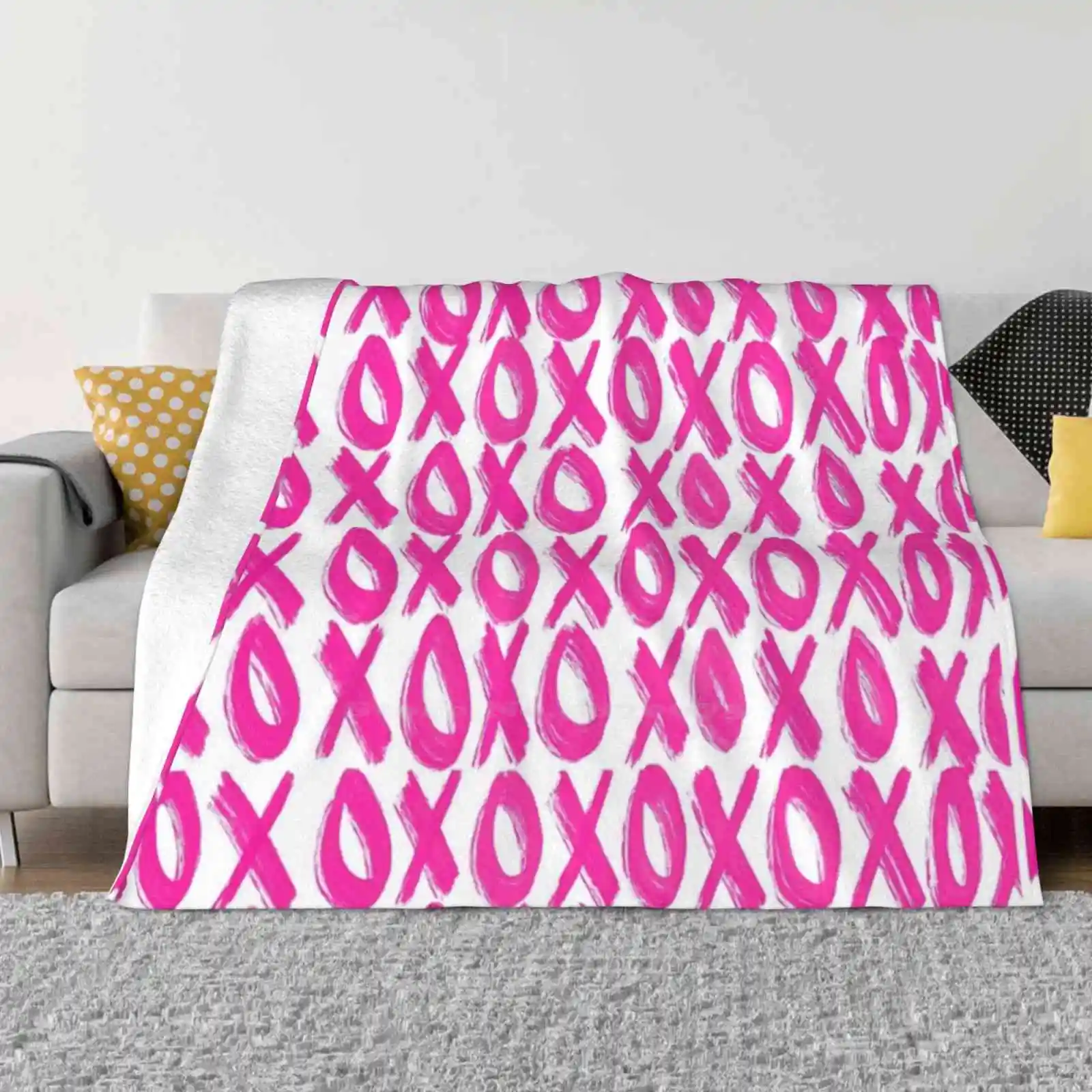 

Pink Xoxo Print Creative Design Light Thin Soft Flannel Blanket Light Pink Hot Pink Xoxo Kisses Pattern Cute Vsco Aesthetic