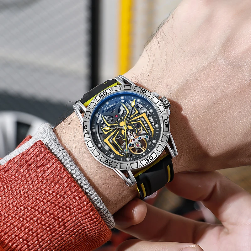 Spider Luminous Dial Men's Watches Top Brand Skeleton Automatic Mechanical Original Watch for Man  Waterproof reloj hombre