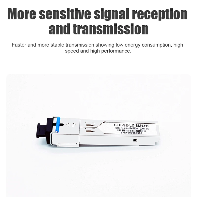 2Pcs SFP Optical Module Gigabit Single Mode Single Fiber SC Interface Single Core 20KM 40KM 80KM Optical Fiber Transceiver