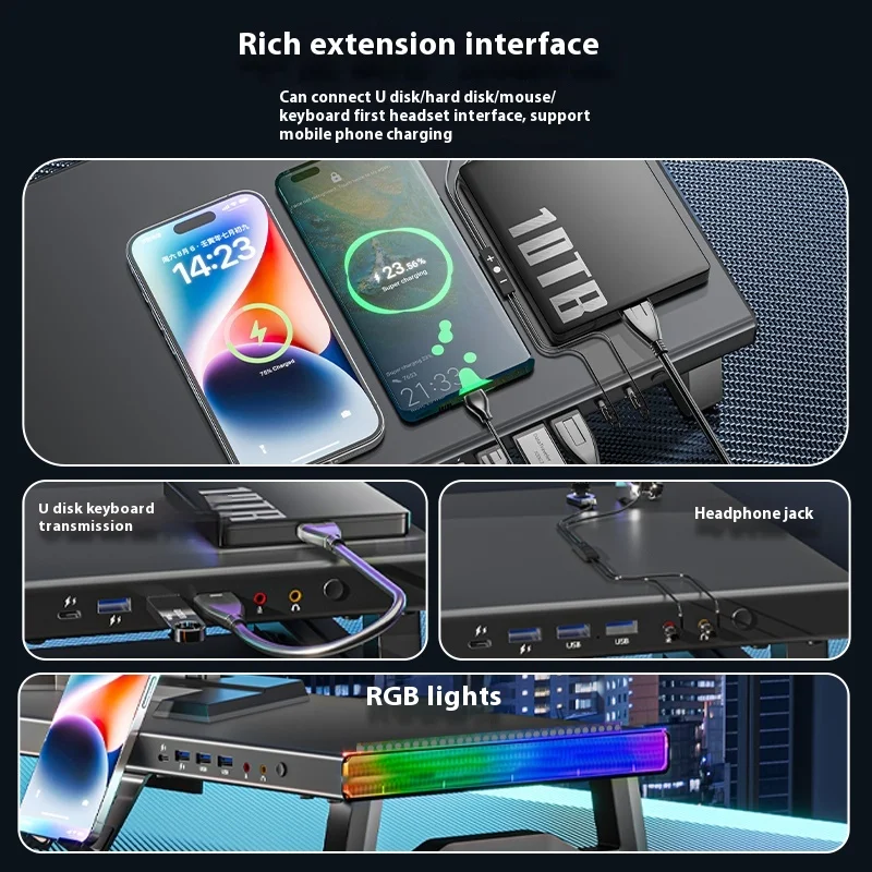 Rgb Metal Monitor Stand With Usb Hub-Gaming Desk Riser For Dual Screen Setup, Phone Charging & Cable Management Aluminum Alloy