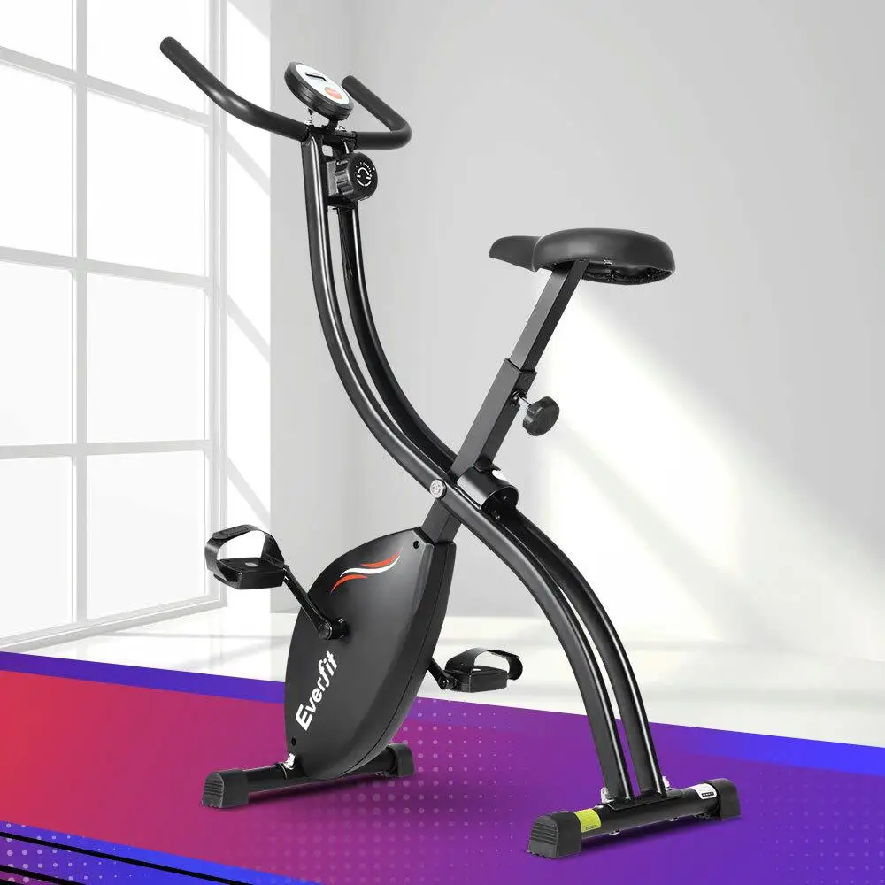 Folding Exercise Bike Magnetic Resistance Compact X Frame Design Indoor Cycling Cardio