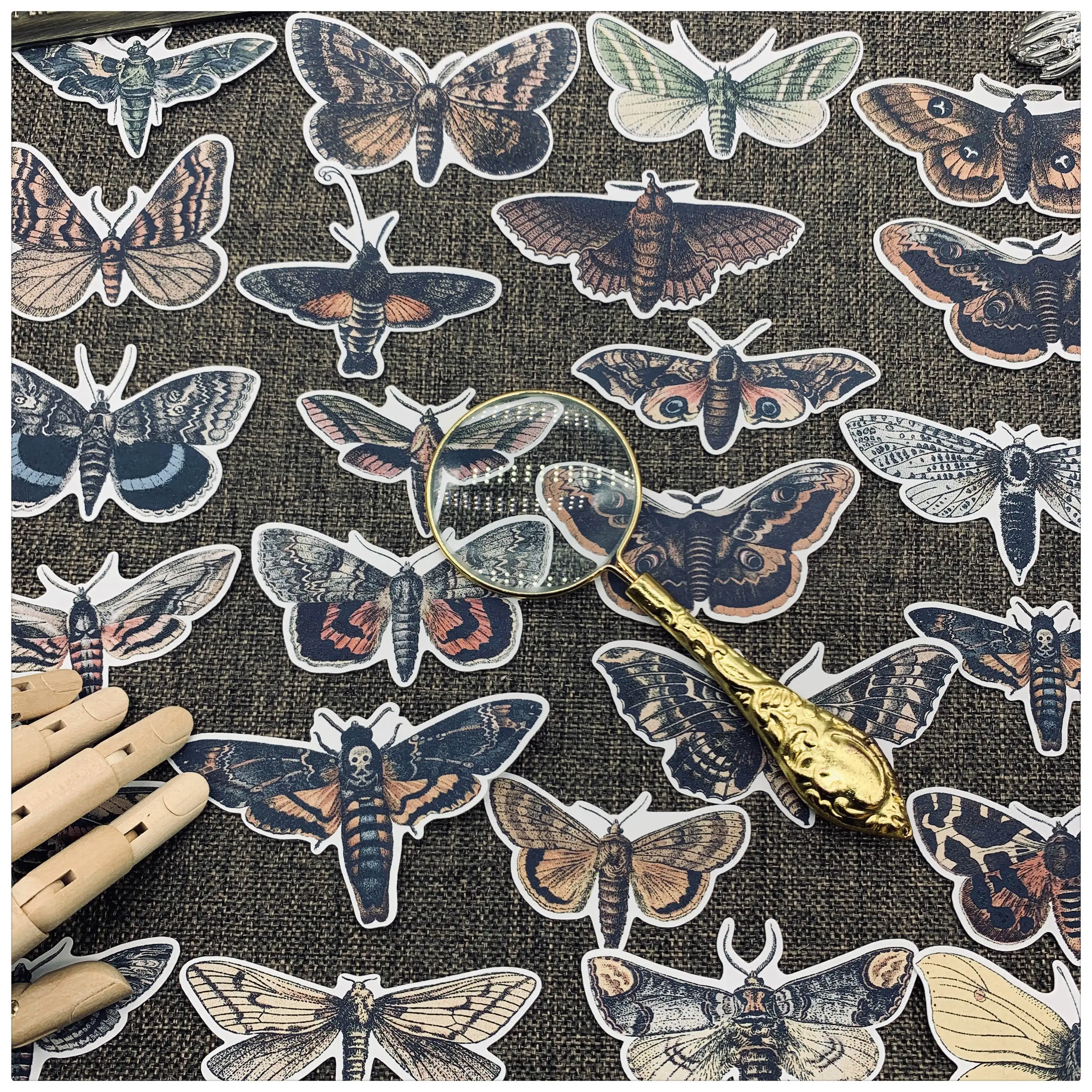 

25pcs retro moth Kids Fun Paper Stickers Homemade Bookkeeping Decals on Laptop / Decorative scrapbooking / DIY