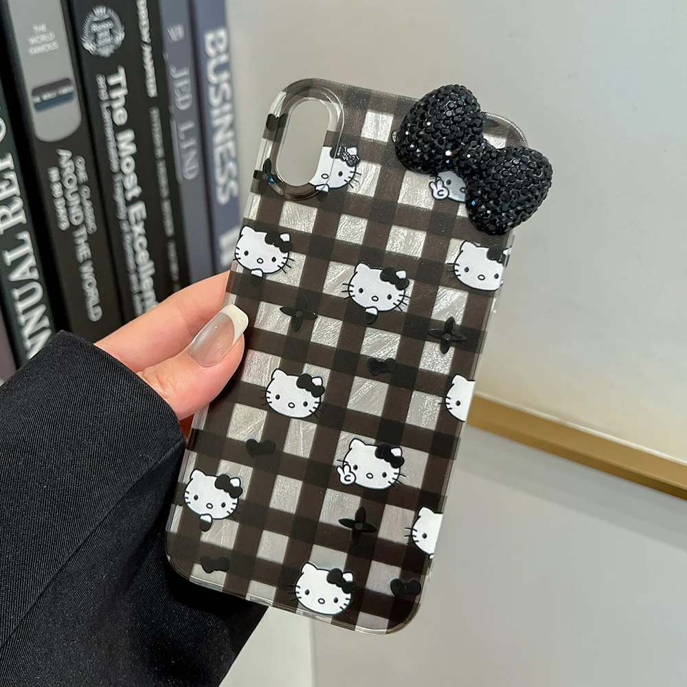 Dazzling 3D Diamond Bow Kitty Laser Lustre Lining Phone Case