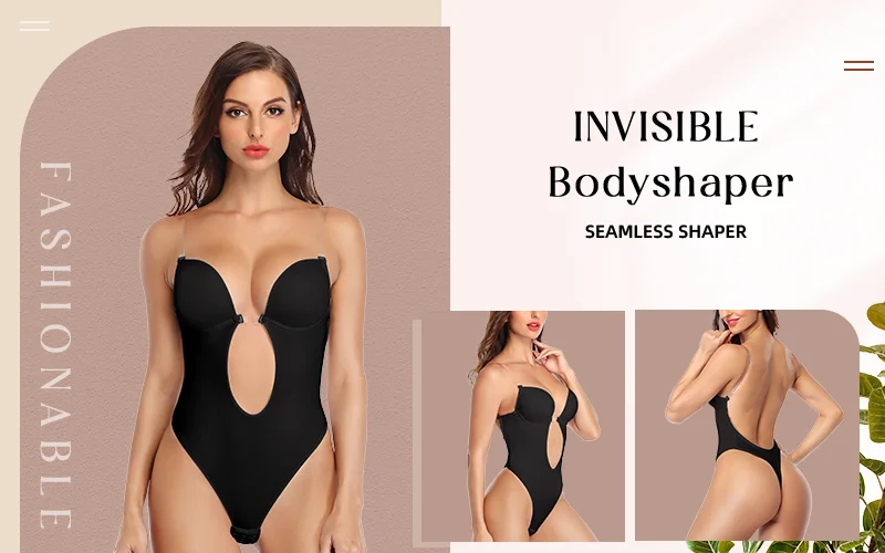 Thong Bodysuits Lingeries For Women Sexy Backless Deep V Neck Shaper COMFREE Party Invisible U Plunge Corset With Bras Shapewear