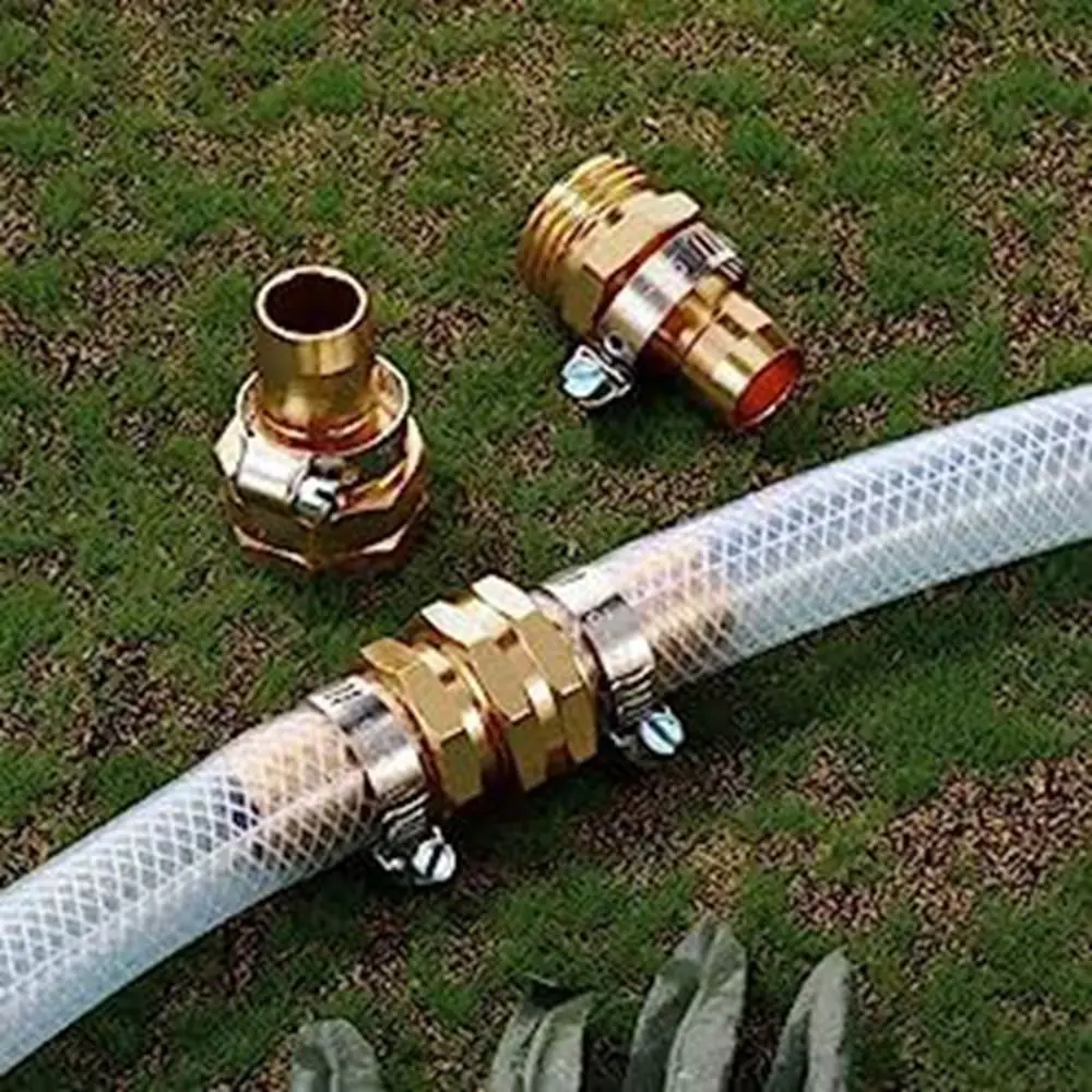 

1set With Clamp Hose Connector Adjustable 3/4-5/8in Metal Water Splitter Outdoor Antirust Repair Kit Lawn