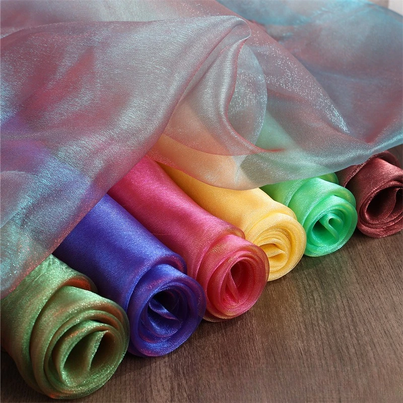 100*150cm Two-color Gradient Organza Mesh Fabric for Women Sewing ...