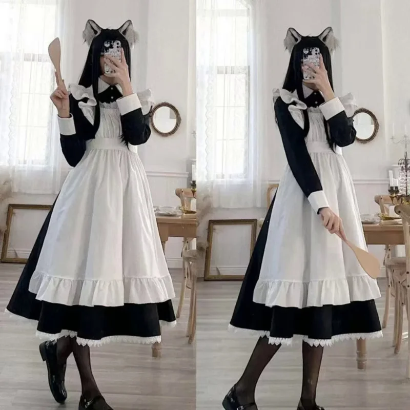 

British Lolita Maid Dress Cosplay Costumes Anime Figure Vestido Halloween Costumes for Women Men Suit Role Play Clothing Uniform
