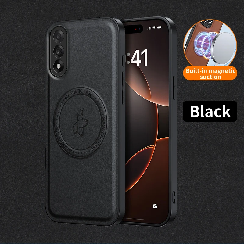 Magnetic Wireless Charging PU Leather Protective Case and Hard Back Cover