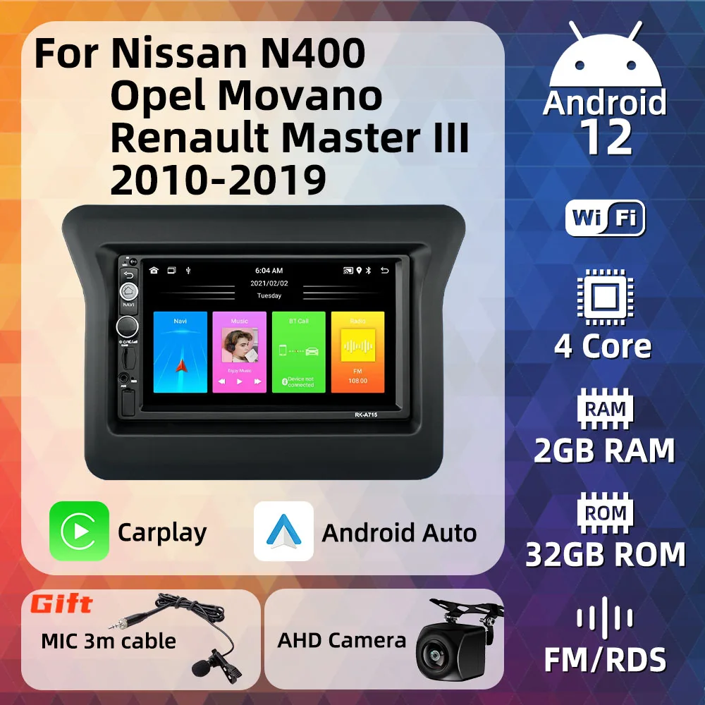 

2 Din Android Stereo for Nissan N400 Opel Movano Renault Master III 3 2010 - 2019 7" Car Radio Multimedia Player GPS Autoradio