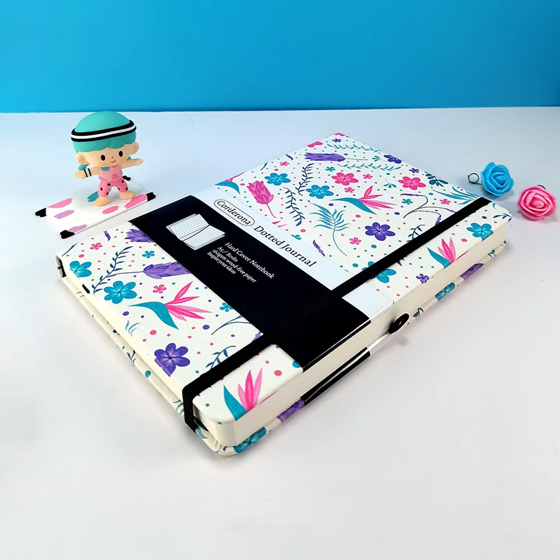 Carnet de notes à couverture rigide avec bande élastique, Black Floral A5,  Bullet Dotted Journal, 160 g/m², Ultra Optical - AliExpress