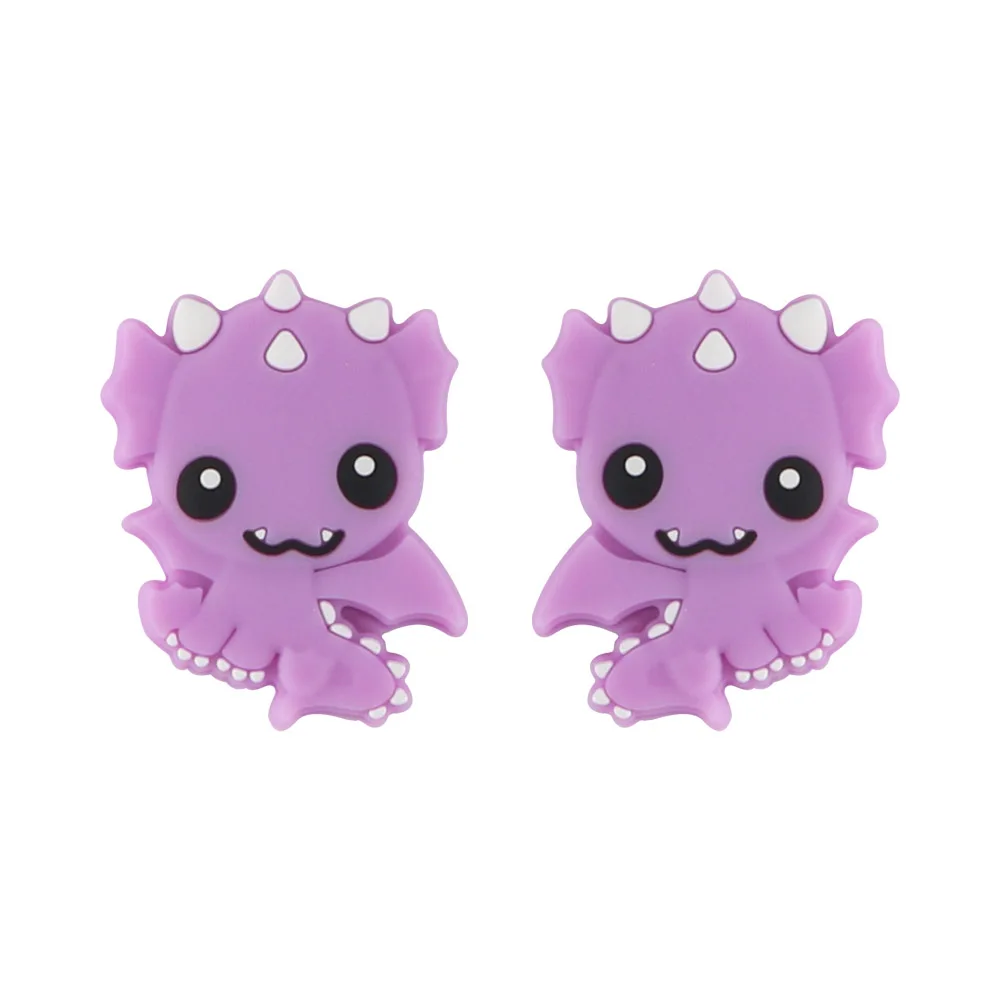 10 Perles Silicone Dinosaure – Perles D'espacement Colorées En Vrac Pour Bijoux