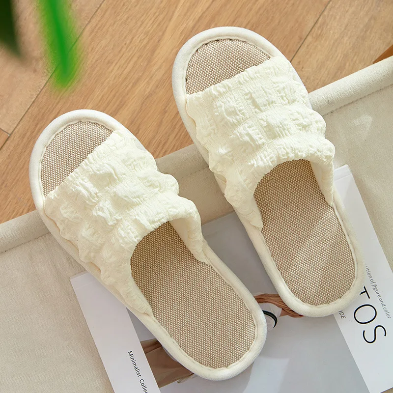 Casual Slippers Women Home Designer Shoes Girls Flats Trend Four Seasons Cotton Hemp Fashion Indoor Platform Slipper Open Toe