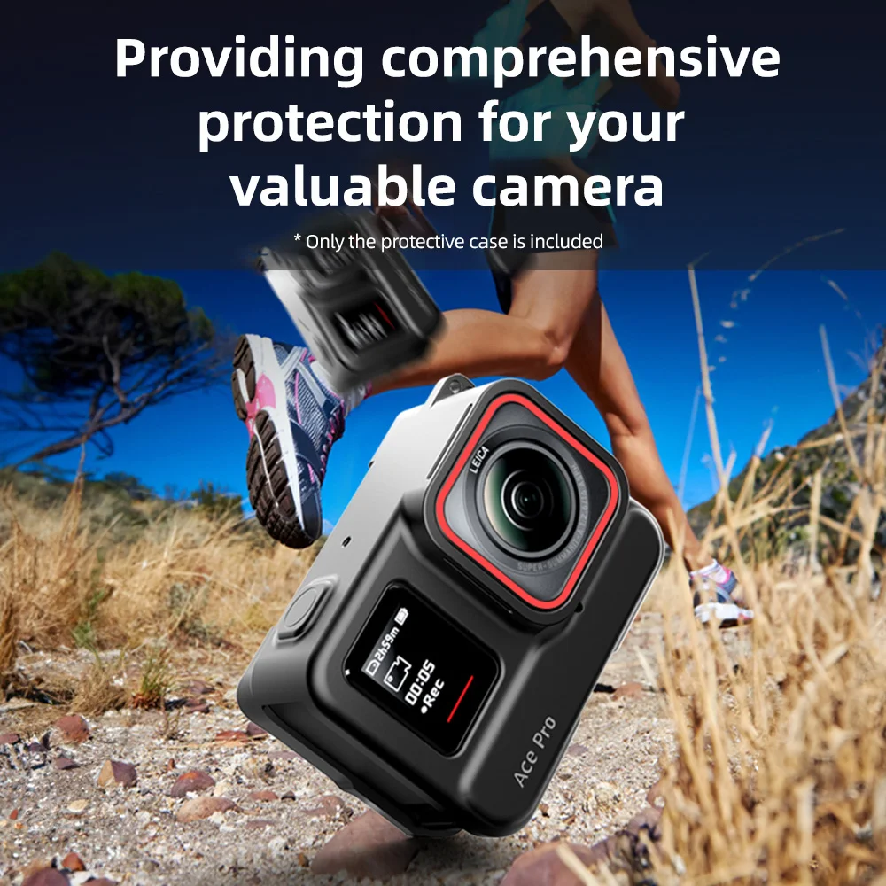 VRIG 스포츠 카메라 실리콘 케이스 보호 커버 케이지, 렌즈 캡 포함, Insta360 Ace/ Ace Pro 카메라 액세서리 호환