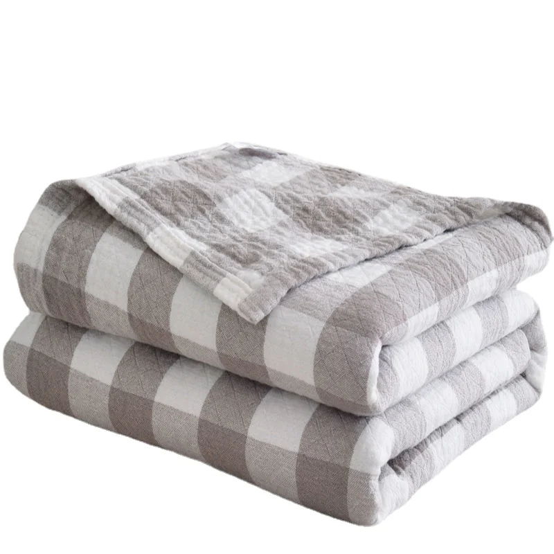 

3 Layers Muslin Swaddle Baby Blanket Cotton Baby Bath Towel Checkerboard Mother Kid Nap Bedding Cover 100x150cm
