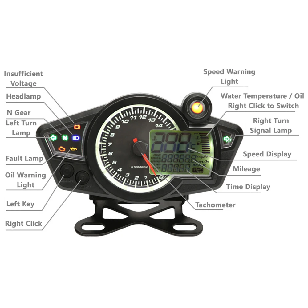 Universal Motorcycle Digital Gauge Speedometer tachometer