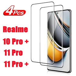 Premium Full Coverage Tempered Glass Screen Protector - 1/4 Pack - 4 Pcs (For Realme 11Pro)