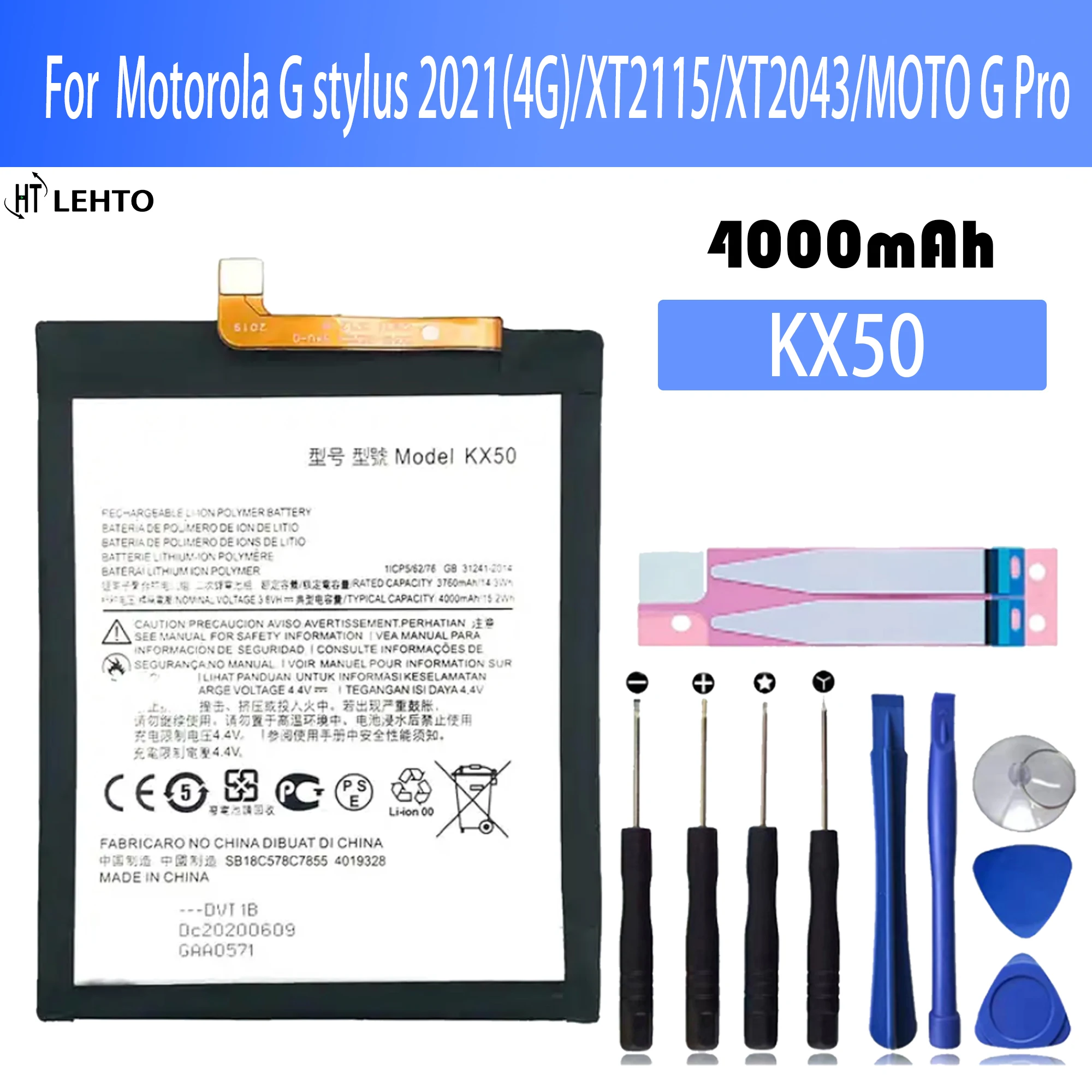 

100% Original KX50 4000mAh Battery For Motorola moto G stylus 2021(4G)/XT2115/XT2043/MOTO G Pro Phone Replacement With Tools