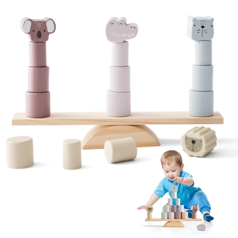 Montessori Sensory Toys  Stacking Toys For Baby Forest Houses Replica Wooden Forest Blocks  Early Childhood Education Game Gift
