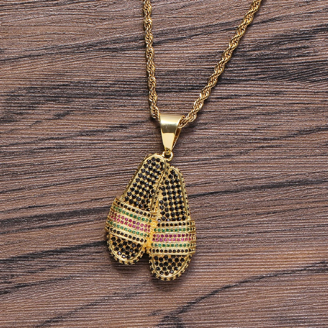 

Bling Bling Zircon Necklace CZ Brass Pendants Men Hip hop Jewelry CN238