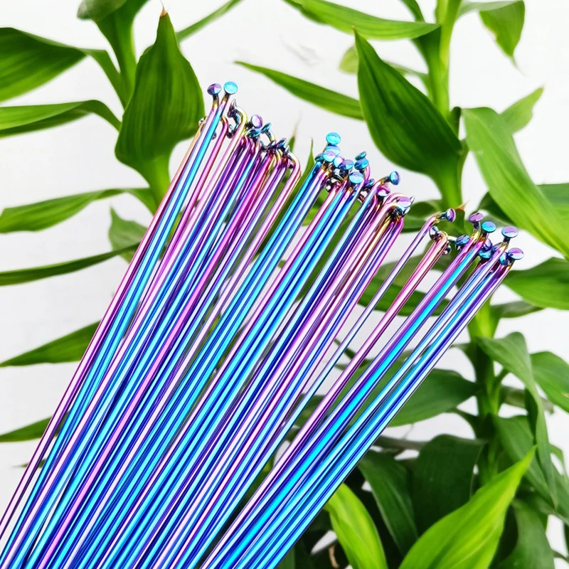 Colorful MTB Bike Spokes Rim 26/27.5/29 Stainless Steel Bicycle Rays for Road Wheel 259-293mm Length 2mm Diameter Spoke Parts