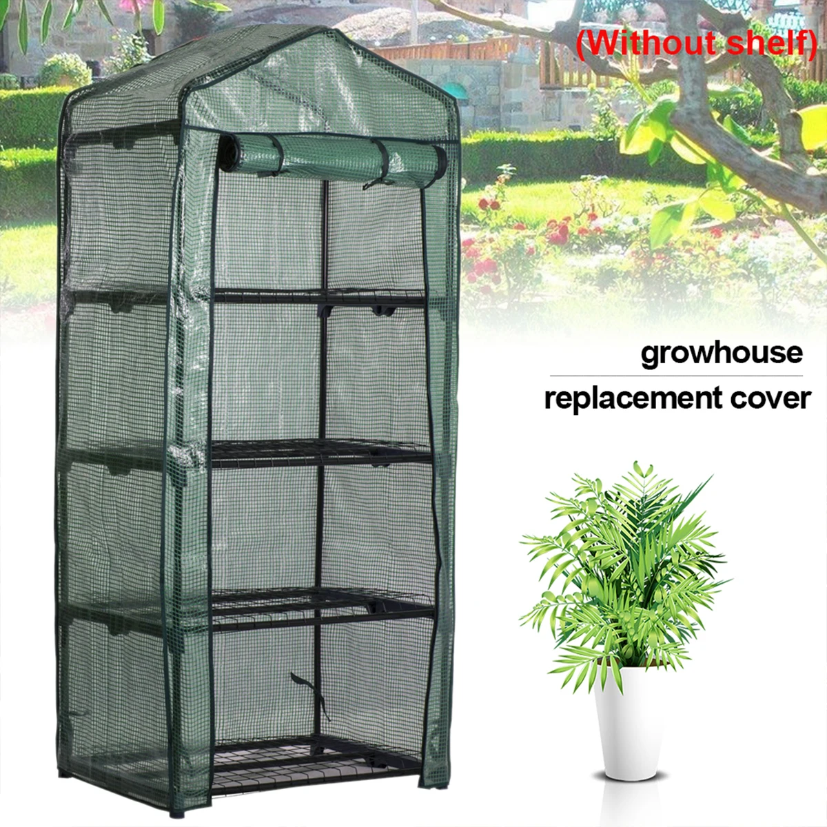 

Mini Garden Greenhouse Cover Garden Replacement Cover for 4 Tier Mini Greenhouse with Roll-up Zipper Door Waterproof Clear