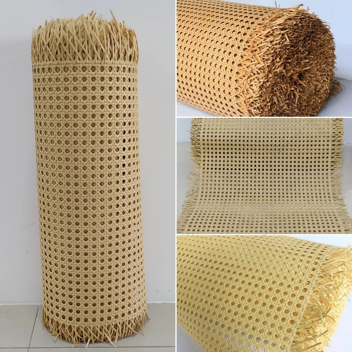 

40/45/50cm Wide 15 Meters Waterproof Octagonal PE Plastic Artificial Rattan Cane Webbing Roll For Chair Table Furniture Material