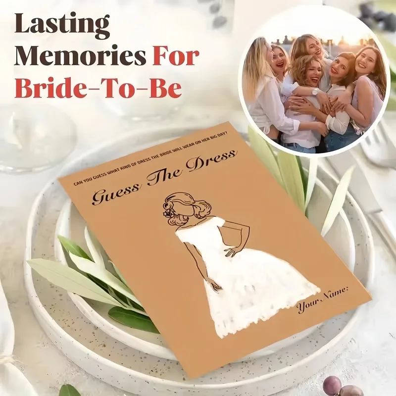 20 pieces/set of fun guessing dress card games, decoration for wedding and engagement parties, with pencil bridal wish cards