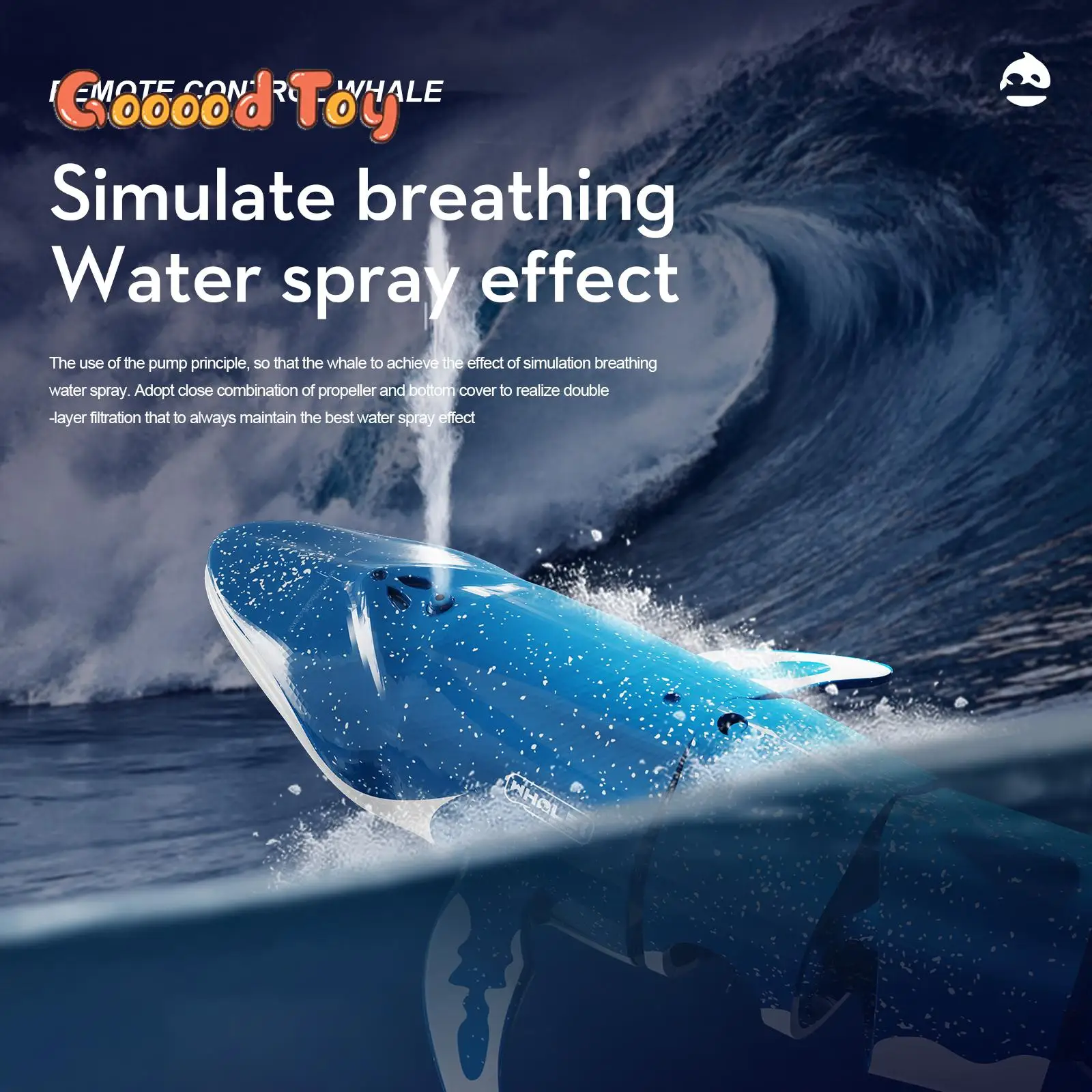 Rc Submarine Shark Boat 2.4G Radio Controlled Boats Waterproof Diving Toy Simulation Model for Kids Boys Girls Children's Gift 2