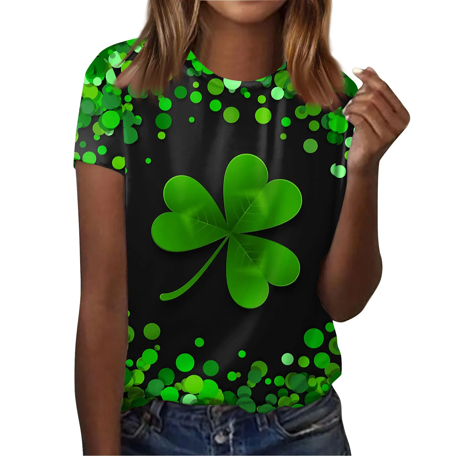 

Женский модный Повседневный Топ с коротким рукавом и круглым вырезом