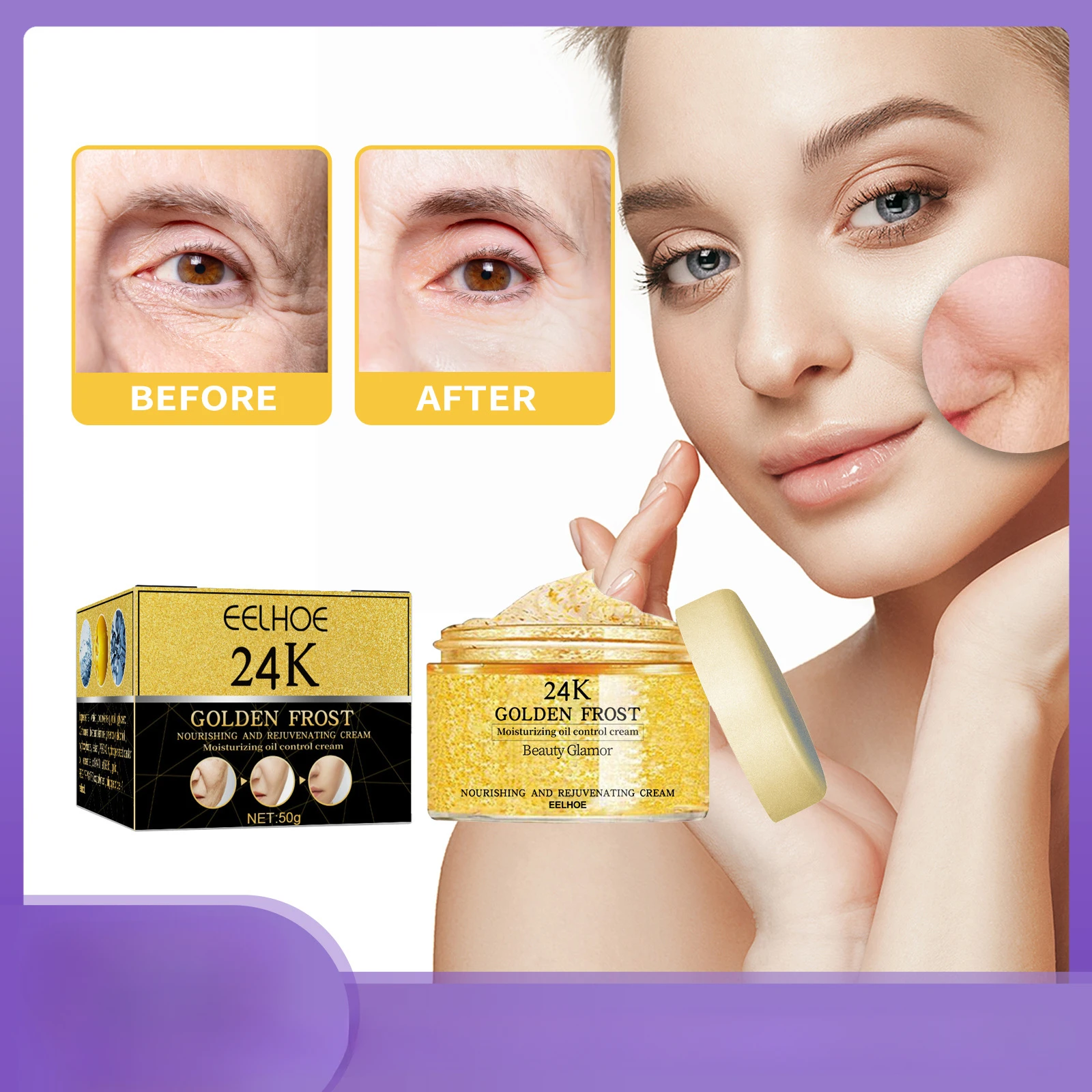 

50G Eelhoe 24K Gold Repair Cream Firming Loose Skin Fading Wrinkle Moisture Replenishment Skin Rejuvenation Skin Cream Cosmetics