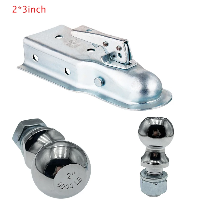2 X 3 Inch 5000 Lbs Trailer Coupler Hitch Ball Coupling Straight Tongue RV Parts Camper Caravan Accessories