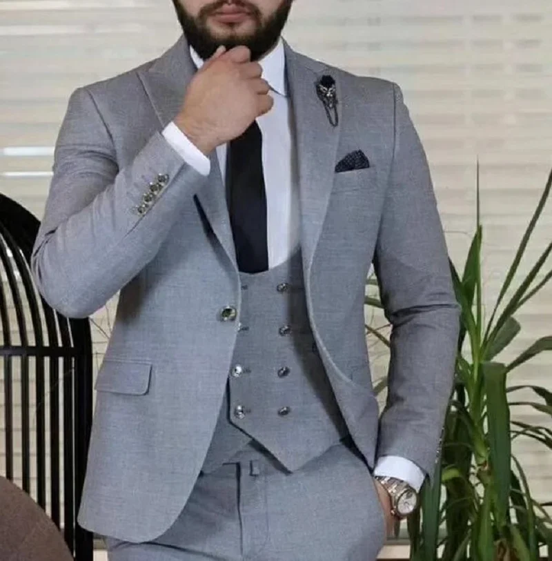 Double Breasted Men Suit Latest Coat Pant Designs Skinny Wedding Groom Blazer Prom 3 Piece Costume Homme Mens Suits With Pants