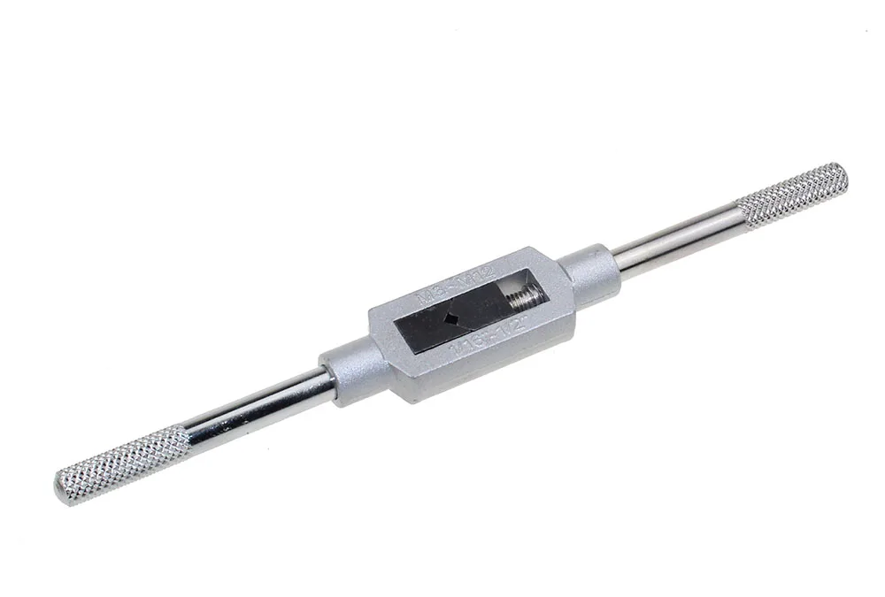 8pcs 3F Thread Metric Machine Hand Screw Thread Plug Taps Set M3 M4 M5 M6 M8 M10 M12 with Adjustable Tap Wrench 1/16-1/2''