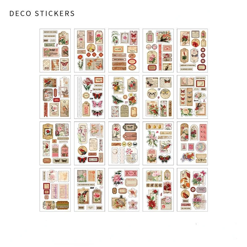 Mr.Paper 4 Design PET Vintage Sticker Book Literary Plant Stamp Labels Rich  Pattern Handbook DIY Decorative Aesthetic Stickers - AliExpress