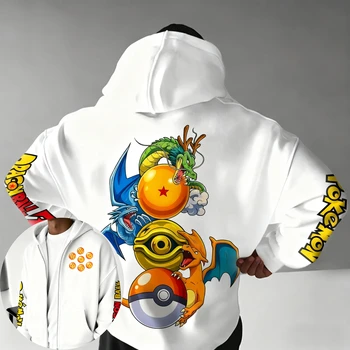 Dragon Ball Animation Printed Zipper Hoodie 2025 Men's and Women's Autumn/Winter New Style Harajuku Plus Size Trendy Casual Top 1