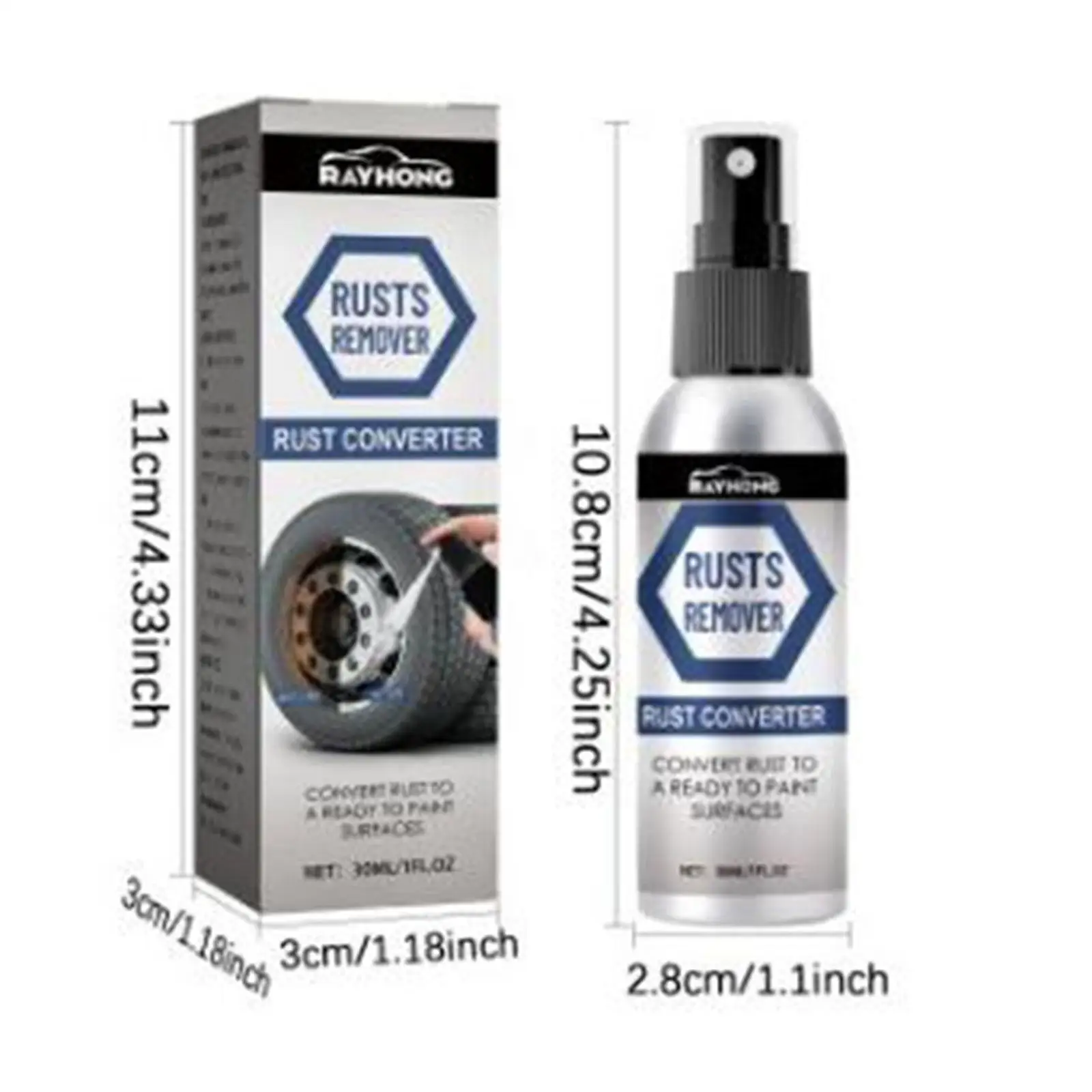 30 ml Rust Converter Spray Rust Remover Tool for Metal Car Metallic Paint Car Chassis Derusting Anti Chassis Treatment