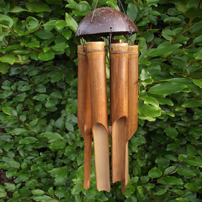 

Home Decoration Wind Chimes Light Color Five Tube Natural Coconut Shell Bamboo Wind Chimes Home Decoration